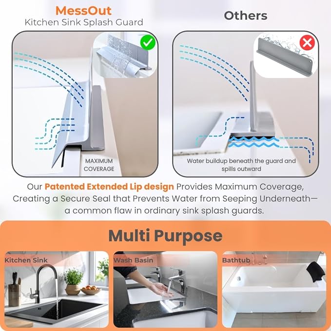 Extra Wide Silicone Sink Splash Guard 18” – Pearl White- small