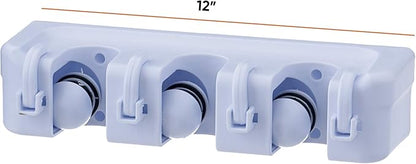 Superio Mop & Broom organizer 3-Slots (White 2-Pack)
