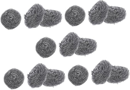 PRETYZOOM 15pcs Stainless Steel Pot Scrubber Set Heavy Duty Steel Wool Balls for Kitchen Cleaning Dishwashing Scouring Pads for Pots Pans and Grills