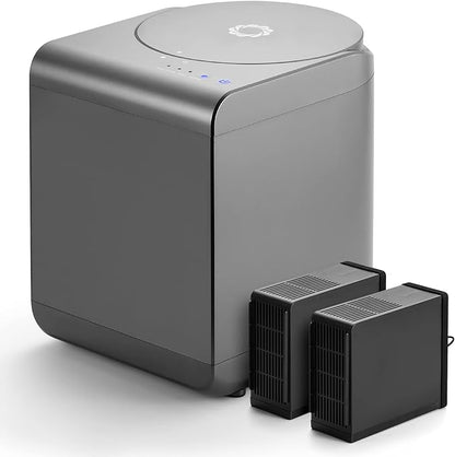 Airthereal Revive Electric Kitchen Composter, SHARKSDEN Tri-Blade, Turn Food Waste and Scraps into Dry Compost Fertilizer for Plants, R500 Gray