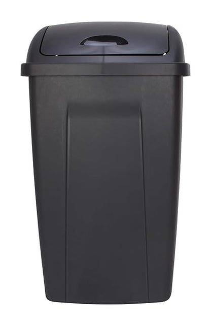 13 Gallon Trash Can, Plastic Swing Top Kitchen Garbage Trash Can, Black