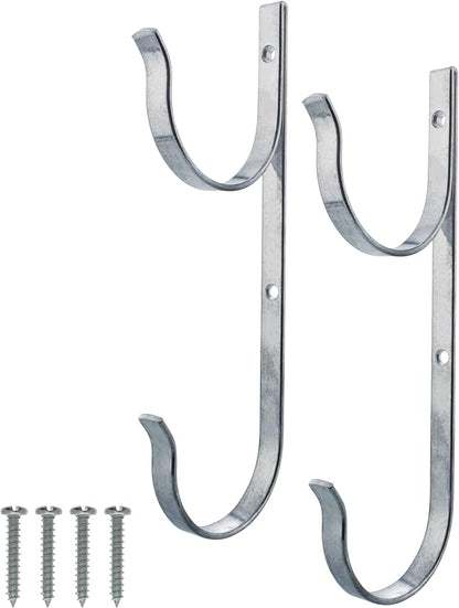 U.S. Pool Supply Pool Pole Hanger - 2 Aluminum Pool Hooks for Poles - Equipment Fence Hook for Nets, Skimmers, Leaf Rakes, Vacuums, Vacuum Hoses, Telescopic - Attach Accessories, Holder Organizer