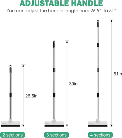 SetSail Floor Scrub Brush with 51-Inch Long Adjustable Handle 2 in 1 Scrape Brush Stiff Bristle Floor Scrubber for Cleaning Shower Bathroom Garage Kitchen Wall Deck Tub Tile,Black White