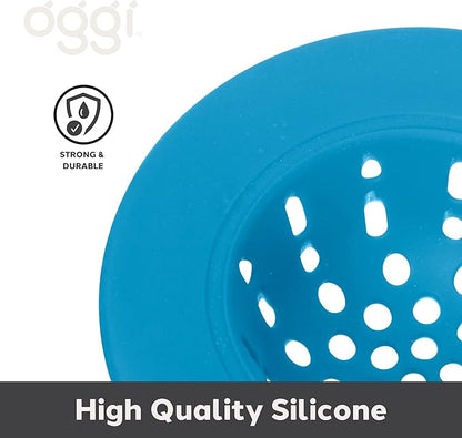 OGGI Silicone Sink Strainer- Great Kitchen Sink Strainer, Sink Drain Strainer, Drain Stopper, Sink Plug, 4.6˝ Diameter Rim, Turquoise (Pack of 2)