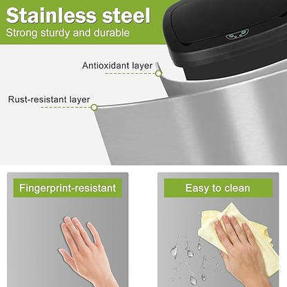 22 Gallon Motion Sensor Trash Can - 82L Stainless Steel Automatic Large Kitchen Trash Can, Touchless Garage Bin with Lid, Hands-Free Waste Bin for Home/Office