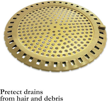 Huntonry Hair Drain Catcher, Shower Drain Hair Catcher, Shower Drain Strainer, Bathtub Drain Cover, Tub Drain Hair Catcher, Bathroom Sink Strainer, Bathroom Drain Protector, Flat, Round, Gold