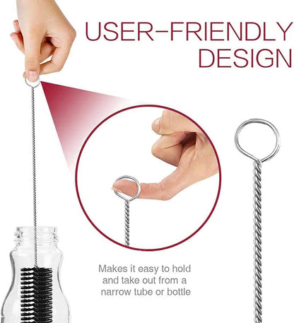 Long Straw Brush Cleaner (10 Pack), Flexible Nylon Tube Cleaning Brushes with 0.4" Bristles, Rust-Proof Stainless Steel Wire Washer for Reusable Tumblers, Sports Bottles & Pipes (10 Inch)