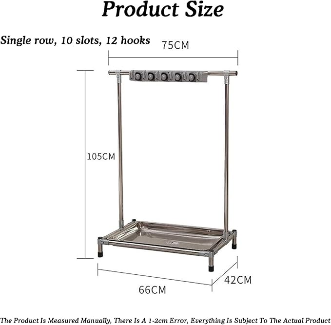 Broom and Mop Holder Put Wet Mops,Yard Tool Storage and Organizers,Freestanding,with 5 Card Slots and 6 Hooks(66x42x105cm)