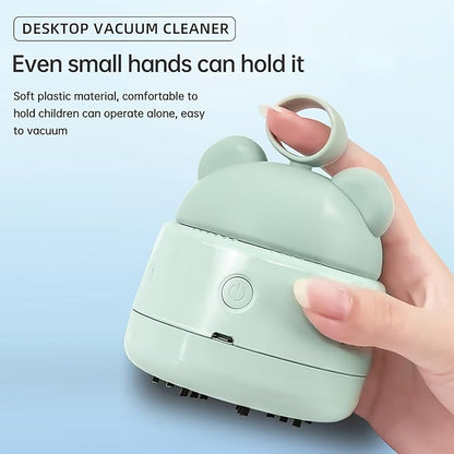Mini Desktop Vacuum Cleaner Cute Cordless Table Dust Sweeper Cartoon Vacuum USB Rechargeable Battery Operated for Cleaning Dust Crumbs Hairs Scraps (Coral Blue)