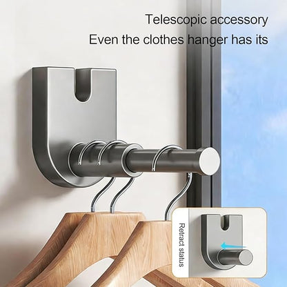ROOM127 Heavy Duty Retractable Clothesline, 169.3 Inches Single Stainless Steel Line, Non-Sagging Wall Mounted Laundry Line | NO-Drill Adhesive or Screws Setup | Indoor & Outdoor Use, Black Finish