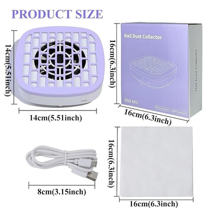 USB Mini Manicure Nail Vacuum Cleaner Strong Suction Nail Dust Collector Portable Nail Art Vacuum Dust Cleaner Extractor Fan (PURPLE)