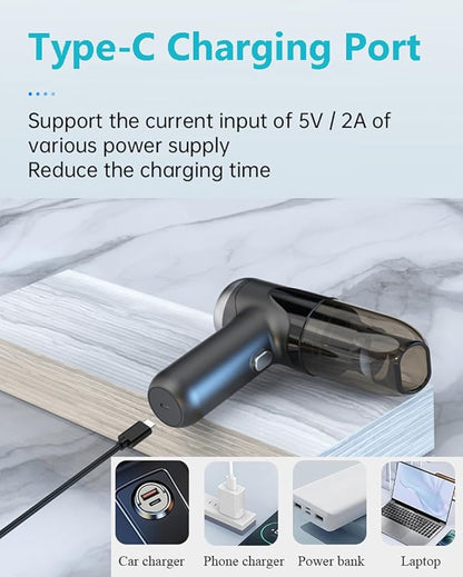 Handheld Car Vacuum Small Portable Cordless High Power, 3 in 1 Dust Buster/Air Blower/Inflator Mini Vacuum Cleaner, HEPA Filter Type-C Charge, 7 Tools for Pet Hair/Keyboard/Snow Debris/Sofa/Car