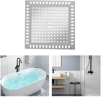 Hair Catcher/Drain Strainer/Shower Drain Cover for Bathroom Floor Drain, Stainless Steel and Silicone (2pack,4.9 inch) (Silver)