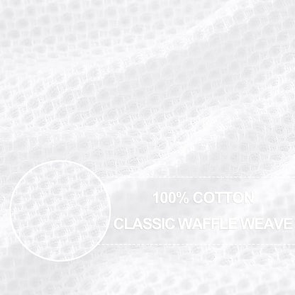 Homaxy 100% Cotton Waffle Weave Kitchen Dish Towels, Ultra Soft Absorbent Quick Drying Cleaning Towel, 13 x 28 Inches, 6-Pack, White
