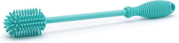 Chicco 9.5” Silicone Bottle Brush with Food-Grade Silicone Bristles | Dishwasher & Sterilizer Safe | Non-Slip, Comfort Grip Handle | Hangs for Drying & Storage | Teal (Pack of 5)