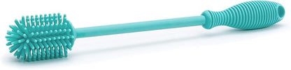 Chicco 9.5” Silicone Bottle Brush with Food-Grade Silicone Bristles | Dishwasher & Sterilizer Safe | Non-Slip, Comfort Grip Handle | Hangs for Drying & Storage | Teal (Pack of 5)