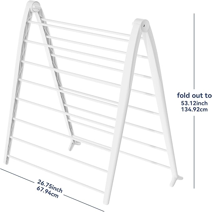 Whitmor Spacemaker Folding Drying Rack, Indoor Clothes Organizer with Patent-Pending Design, Space Saving, 6" L x 26" W x 51.5" H,Pearl