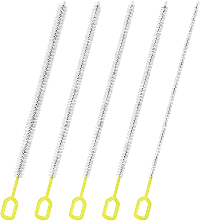 Extra Long 10 Inch Straw Cleaner Brush, Heavy Duty Thin Bristle Straw Brushes for Cleaning, Reusable Metal Straw Cleaner Brush Set for Stanley Cup, Glass Pipe & Drinking Straws (5-Pack)