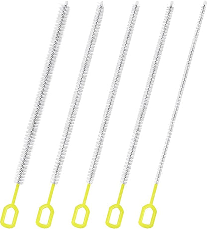 Extra Long 10 Inch Straw Cleaner Brush, Heavy Duty Thin Bristle Straw Brushes for Cleaning, Reusable Metal Straw Cleaner Brush Set for Stanley Cup, Glass Pipe & Drinking Straws (5-Pack)