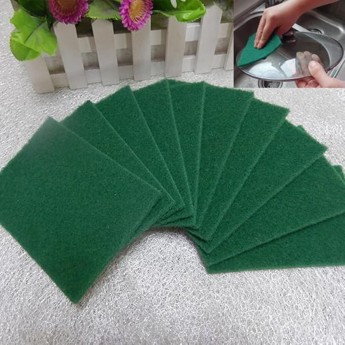 10-Pack Heavy Duty Non-Scratch Scouring Pads 5.90X3.93 Inch Durable Kitchen Scrub Sponges for Pots Pans Stove Top Dish Washing Cleaning Pads