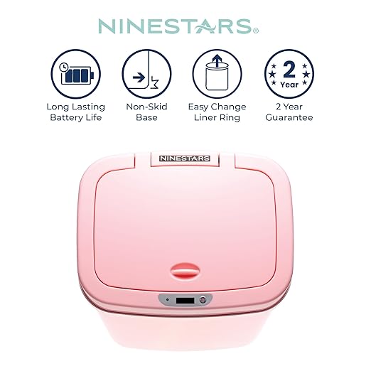 Ninestars 3 Gallon Automatic Trash Can, 12L Touchless Motion Sensor Bathroom or Bedroom Garbage Can with Odor-Sealing Lid, Impact-Resistant ABS Plastic, Pink