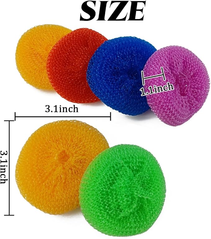 TIHOOD 30PCS Scrubbing Pads Non Scratch Dish Scrubber Round Scouring Pad Assorted Color Washing Scrubbers Kitchen Cleaning Tools Pot Scour for Household
