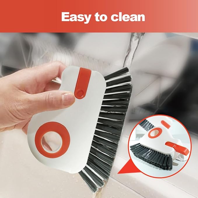 2 in 1 Groove Cleaning Brush Window Track Cleaning Tools, 2024 New Hard Bristle Crevice Cleaning Brush with Hidden Scraper, Shutter Door Window Track Kitchen Cleaning Brushes Kit (2, White)