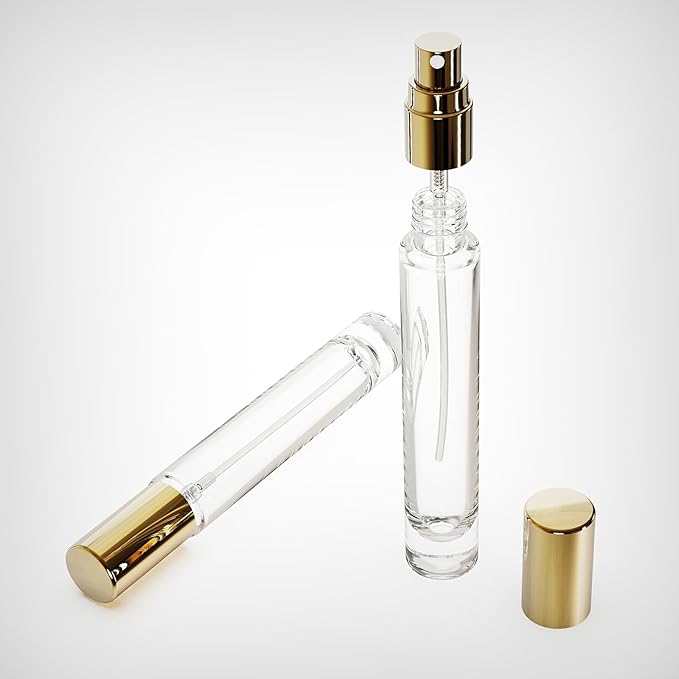 10ML 5Pack Glass Perfume Bottle Set, Mini Perfume Bottles Refillable With Dispenser Tools, Cologne Atomizer Empty, Pocket Spray Bottle for Travel and Sample Container