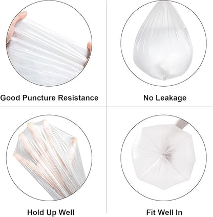 120 Count 8 Gallon Trash Bags Unscented - Thick Clear Medium Garbage bags, 30 Liter Strong Plastic Wastebasket Can Liners for Kitchen Home Bathroom Office