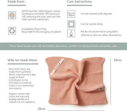Wild & Stone | Organic Cotton Dish Cloth | Eco-Friendly Kitchen Cloth | Biodegradable & Compostable Cleaning Cloth | Rose