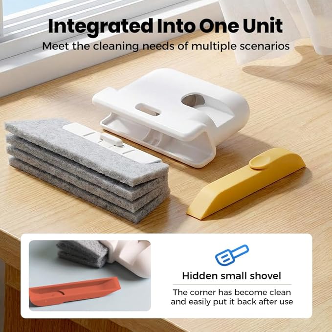 Magic Window Track Cleaner, 2026 Upgraded Handheld Cleaning Brush Set, for Window Slides Grooves, Tile Grout Lines, Shutter Slats, Car AC Vents & Narrow Gaps (Yellow-3PCS)