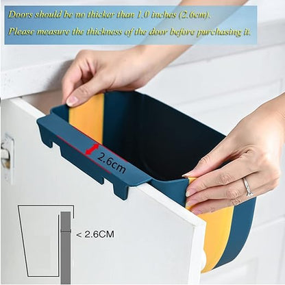 Hanging Folding Mini Trash Can for Kitchen Cabinet Door, Small Collapsible Garbage Bin Under Sink,Wall Mounted Folding Waste Bin- Mini Garbage Container for Cabinet/Bedroom/Bathroom (3L) (Black)