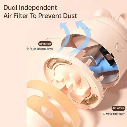 Mini Desktop Vacuum Cleaner Cute Cordless Table Dust Sweeper Cartoon Vacuum USB Rechargeable Battery Operated for Cleaning Dust Crumbs Hairs Scraps (Beige)