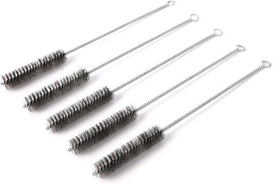 12 Inch Pipe Cleaning Brush Set with Stainless Steel Bristles, Steel Wire Tube Brush Kit for Auto Parts Polishing, Machining, Bottles, Tubes, Etc.（25mm-5pcs）