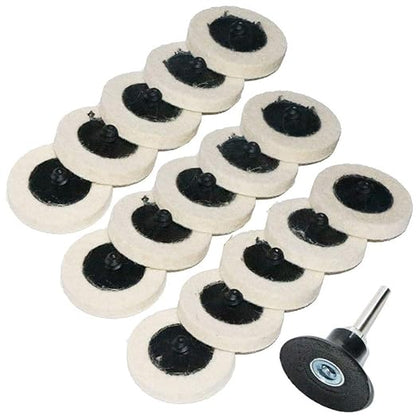 FPPO 2 inch 15pcs Sanding Pad Wool Felt Quick Change Disc,Surface Polishing Buffing Pads Wheels