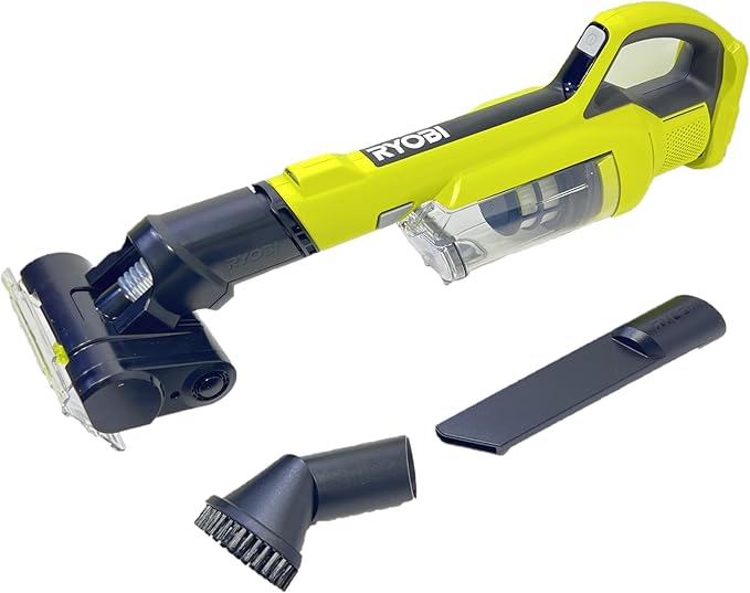RYOBI 18V Cordless Hand Vacuum with Powered Brush PCL700B with 18V Cordless Wet/Dry Hand Vacuum PCL702B (Tools Only)