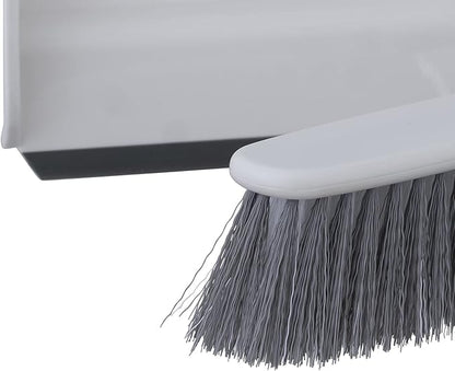 Superio Brush and Dustpan Set, Rubber Edge for Easy Dirt Pickup, Durable Plastic Broom Set with Ergonomic Grip Handle, for Table, Countertop, Desk (1)