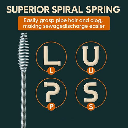 42 FT Drain Snake Hair Drain Clog Remover, Manual Or Powered, Plumbing Snake With Drill Adapte,Unclog Sink Drain Tool, Drain Auger for Toilet、Shower、Kitchen、Sink, No Auto Retract Or Feed, Orange