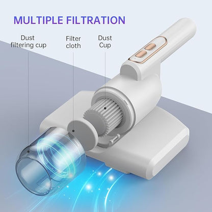 Mattress Vacuum, Cordless Handheld Vacuum Cleaner with 13Kpa Suction Power, Bed Vacuum with UV, Bed Cleaner with HEPA Filter, Suitable for Bed Sheets, Pillows and Sofas