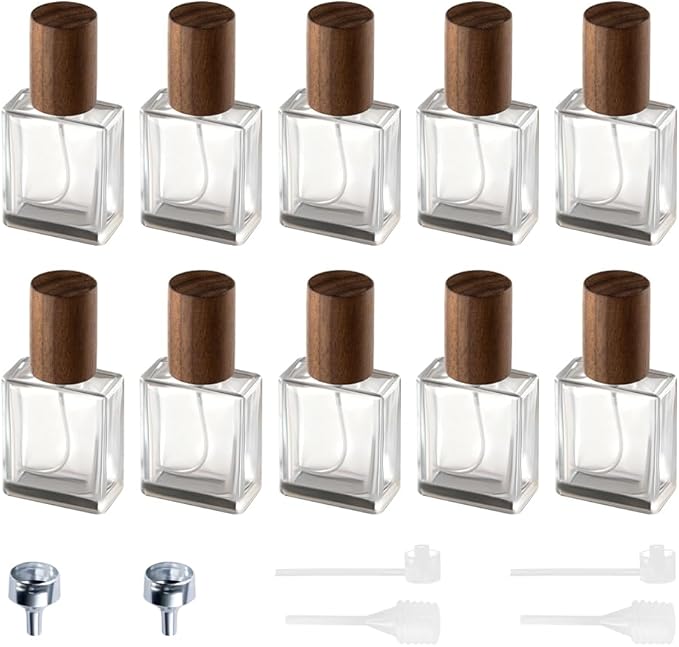 Perfume Atomizer, Glass Perfume Container,Travel Bottle Refillable, Empty Portable Leakproof Frangrance Spray Bottle (10pcs 15ml/0.5oz)