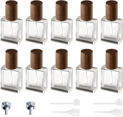 Perfume Atomizer, Glass Perfume Container,Travel Bottle Refillable, Empty Portable Leakproof Frangrance Spray Bottle (10pcs 15ml/0.5oz)