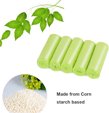 Trash Bags Biodegradable,4-6 Gallon Trash bags Recycling & Degradable Garbage Bags Compostable Bags Strong Rubbish Bags Wastebasket Liners Bags for Kitchen Bathroom Office Car(100 Counts,Green)