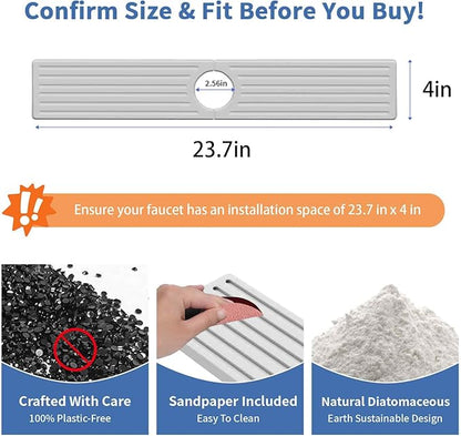 Stone Faucet Mat for Kitchen Sink, Water Absorbing Sink Water Splash Guard, Fast-Drying Kitchen Sink Faucet Mat, Durable Protector and Stone Drying Mat for Kitchen Counter Bathroom Sink