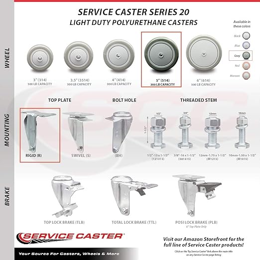 5" Casters for Rubbermaid 4400, 4500 Series - Heavy Duty Replacement, 4PK