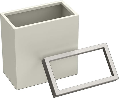Gatco Small Bathroom Trash Can with Lid, Rectangle 3 Gallon Stainless Steel Wastebasket, Under Sink, Matte Pearl and Satin Nickel, for Bathroom, Bedroom, Office (1939SN)