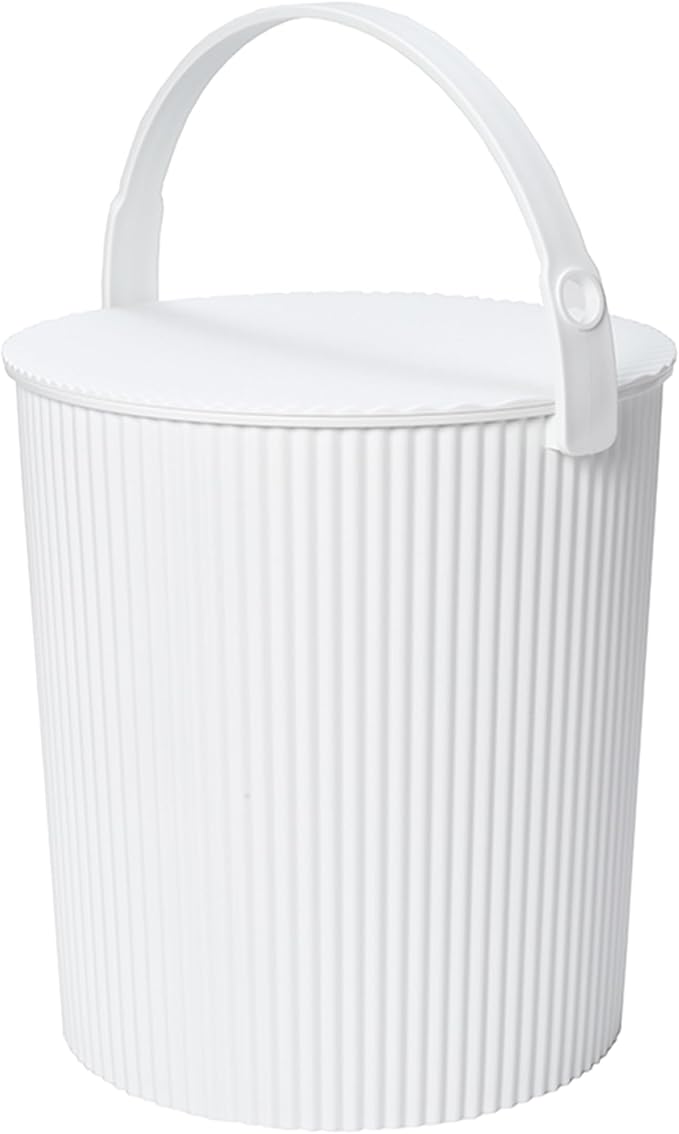 Hachiman Extra Large Bucket - 5.3 Gallon Heavy Duty Bucket with Lid and Handle - Hands-Free Filling - Easy to Stack and Store - Indoor Outdoor Use - 13.3" x 13" - White