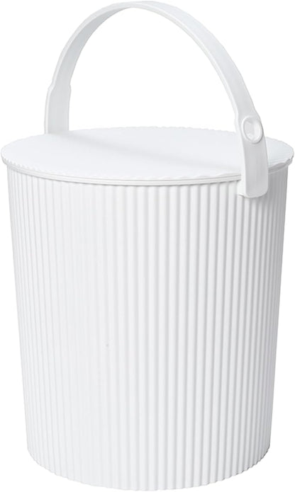 Hachiman Extra Large Bucket - 5.3 Gallon Heavy Duty Bucket with Lid and Handle - Hands-Free Filling - Easy to Stack and Store - Indoor Outdoor Use - 13.3" x 13" - White