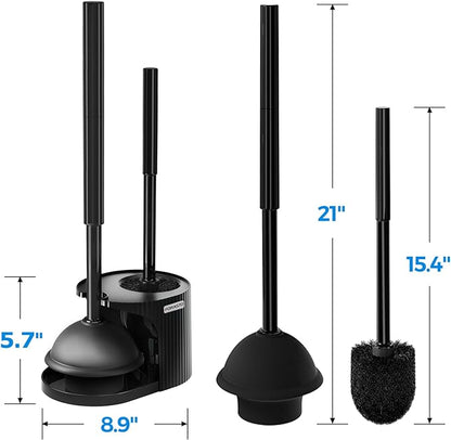 FORASTO 2 in 1 Toilet Plunger and Brush Set，Extended Handle Plunger，Toilet Bowl Brush Plunger Set, Bathroom Cleaning Tools ，Toilet Brush Plunger Combo，Cleaning Brush，Bathroom Cleaning Supplies