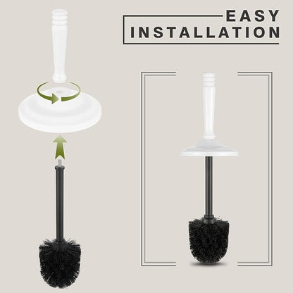 Stainless Steel Toilet Brush and Holder,Toilet Bowl Brush with Long Handle for Bathroom,Toilet Brushes-Space Saving,Covered Brush, Durable, Deep Cleaning,Splash Resistant (White)