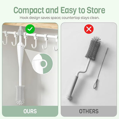 Food-Grade Silicone Cleaning Brush Kit, 6 in 1 Cup Lid Cleaning Brush, Portable Bottle Brush Set, Water Bottle Cleaner for Bottles and Crevices, No Scratch Baby Bottle Brush Tool for Home and Travel